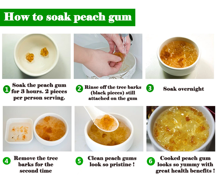 how to soak peach gum